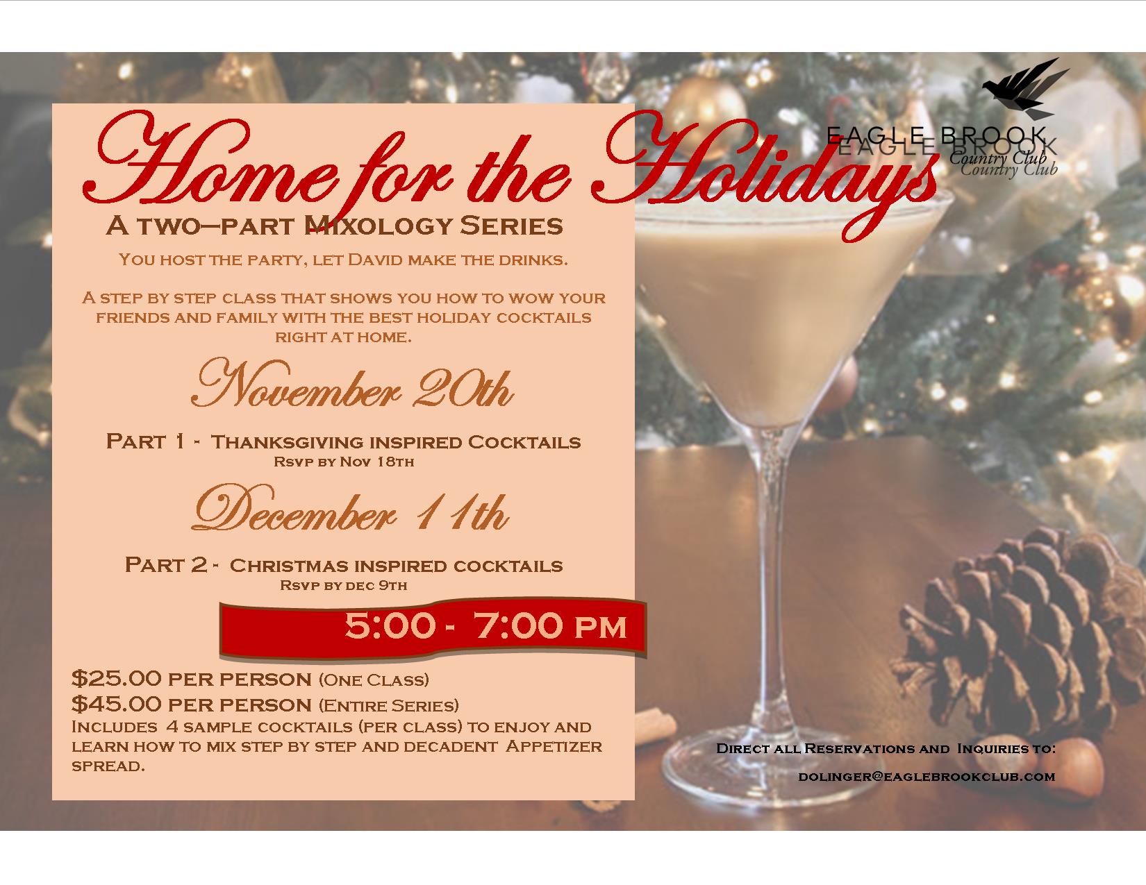 Holiday Mixology class part 2 Eagle Brook Country Club